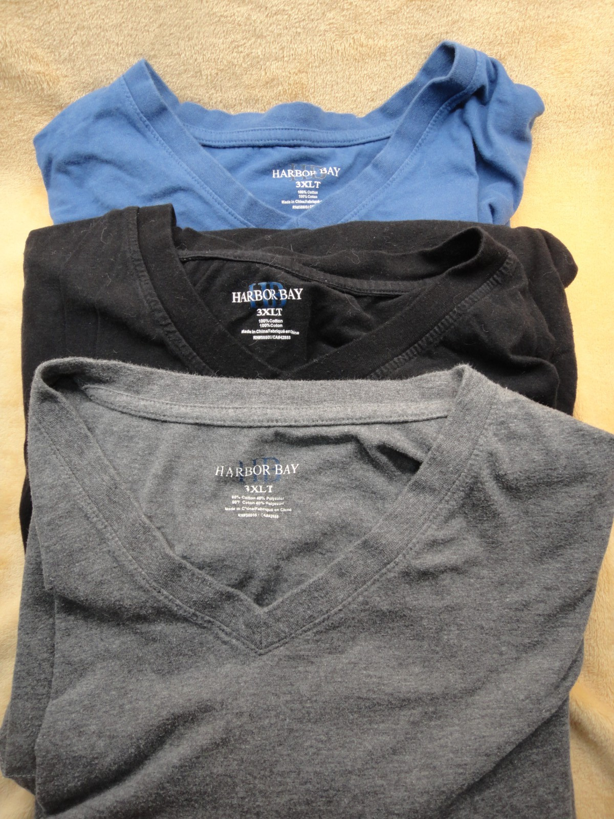 3 Men’s Harbor Bay V-Neck Short Sleeve T-Shirts 3XLT – Tall