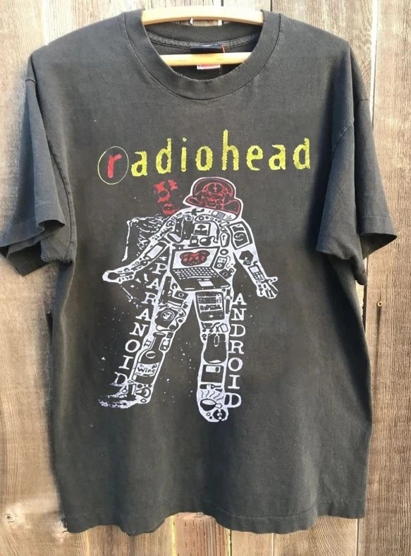 Radiohead Robot Band Shirt Rare Charcoal T-shirt Size S-5XL