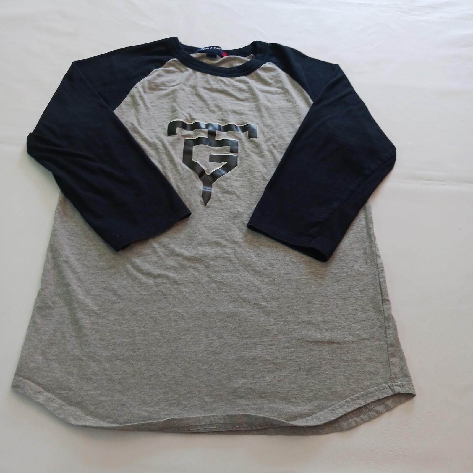 Sport-Tek 3/4 Sleeve Men’s Gray & Blue Cotton Reglan T-Shirt Size XS RN#90836