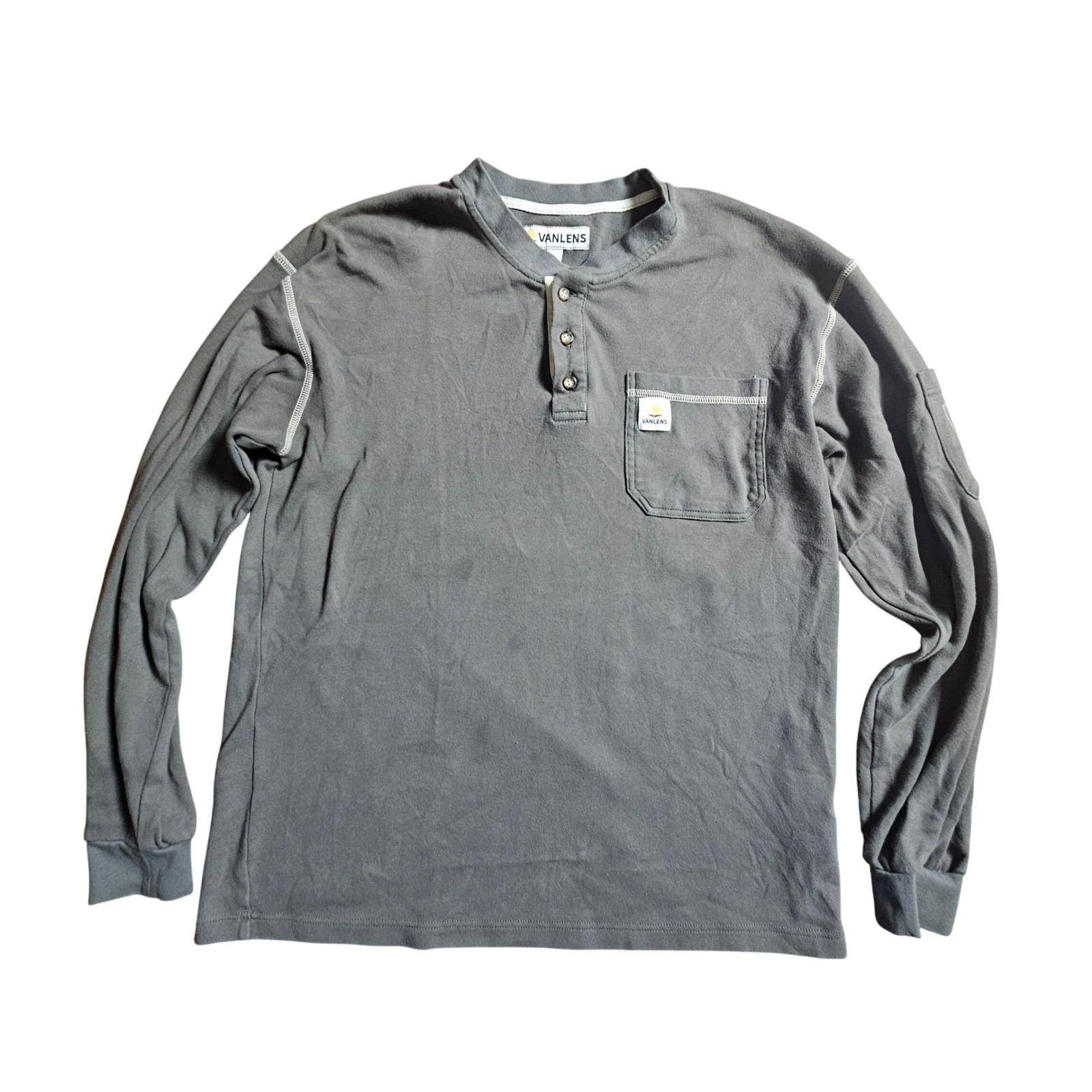Vanlens FR Henley Shirt L Long Sleeve Flame Resistant Workwear Utility Gorpcore