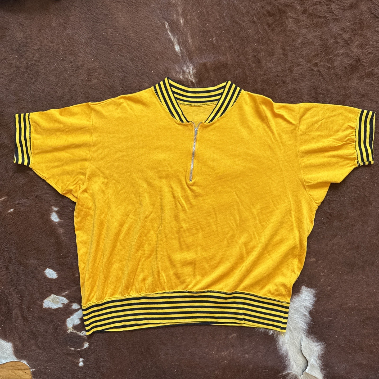 Vintage 60s Durene Cotton Nylon Heavy Jersey 1/4 Zip Large CATHEDRAL