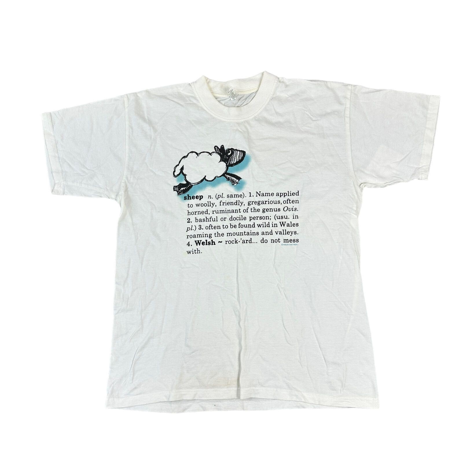 Vintage T-Shirt Graphic Print Sheep Wildlife 90s Y2K White Mens Large