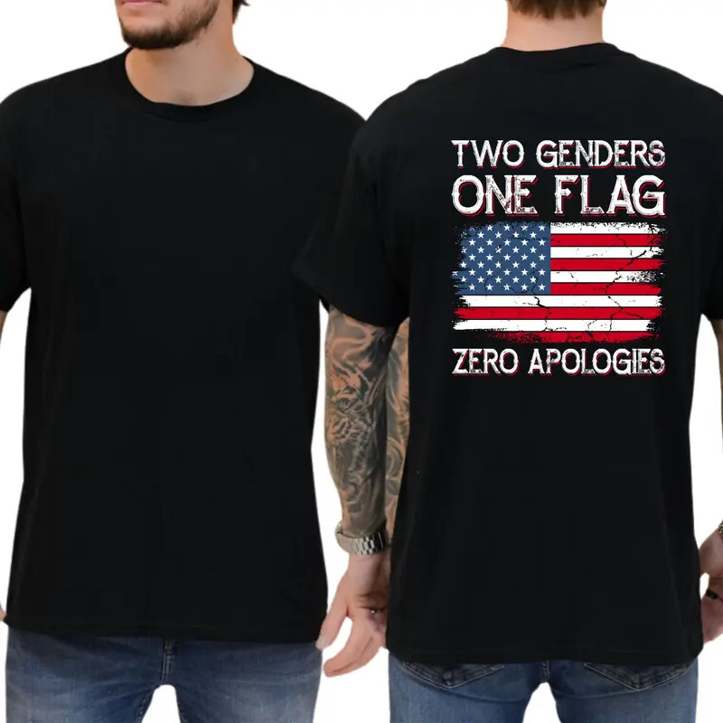 Two Gndrs One Flag Zero Apologies T-shirt, Unisex Graphic Tees