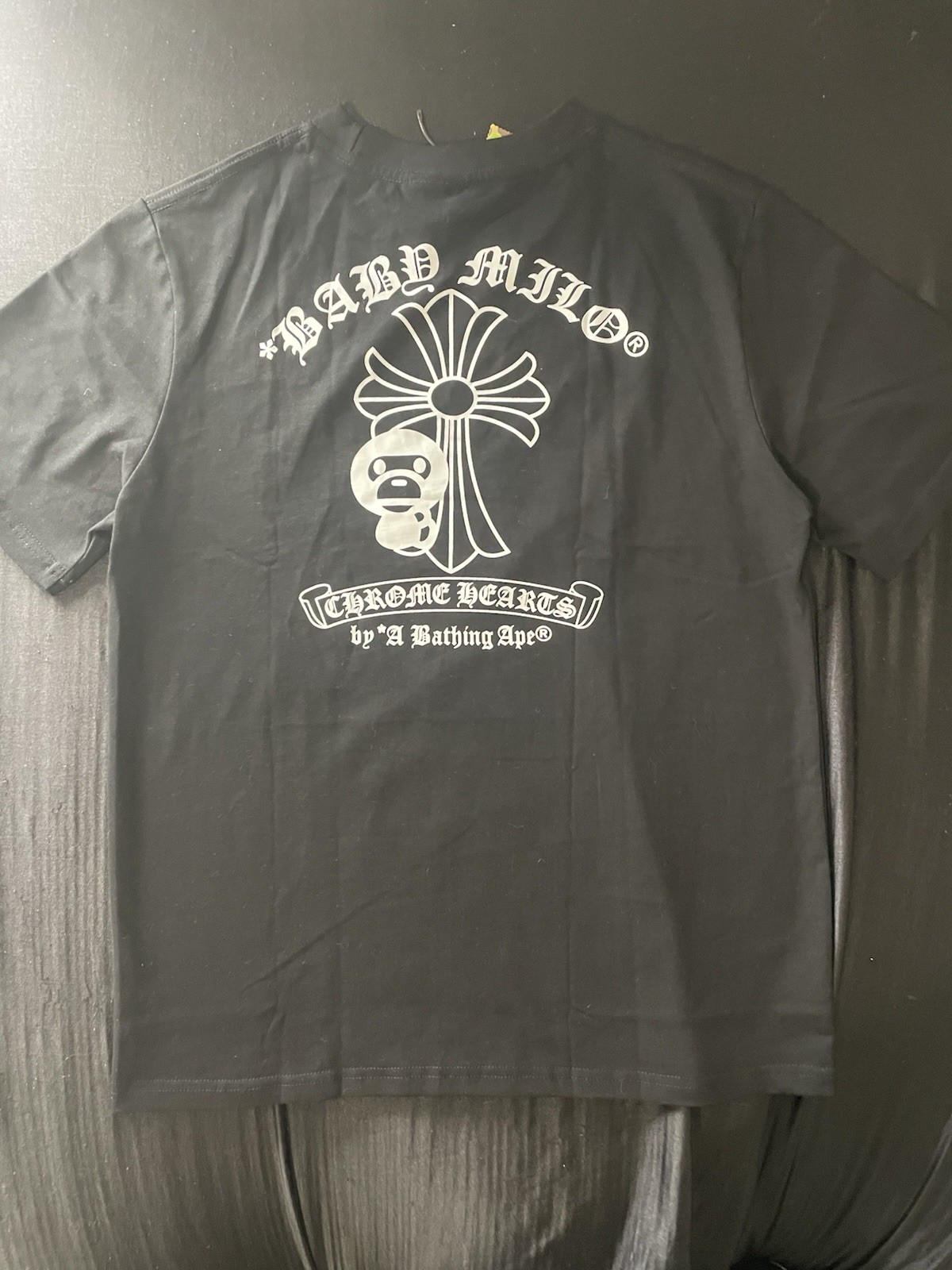 A Bathing Ape BAPE x Chrome Hearts Black Graphic Logo Tee Crew Neck L