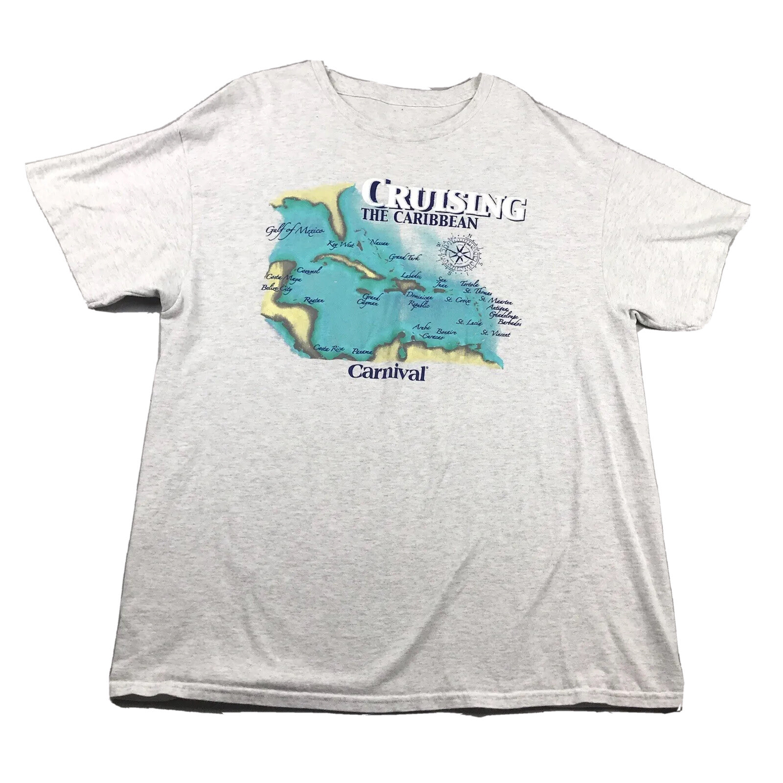 Carnival Shirt Mens XL Gray Graphic TeeCruising The Caribbean *
