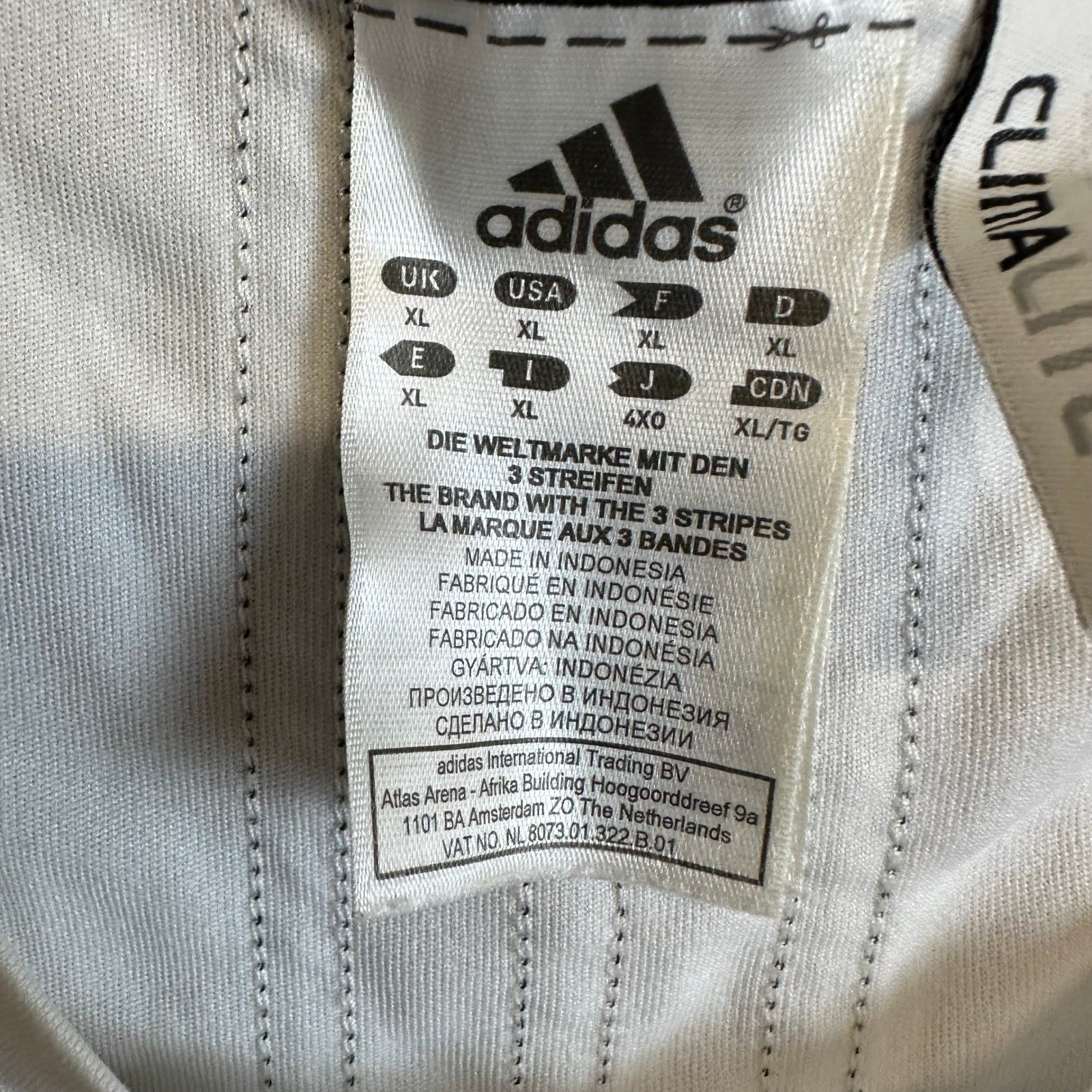 Adidas T-Shirt Mens Size XL White Climalite Athletic Stripe Short Sleeve Gym Tee