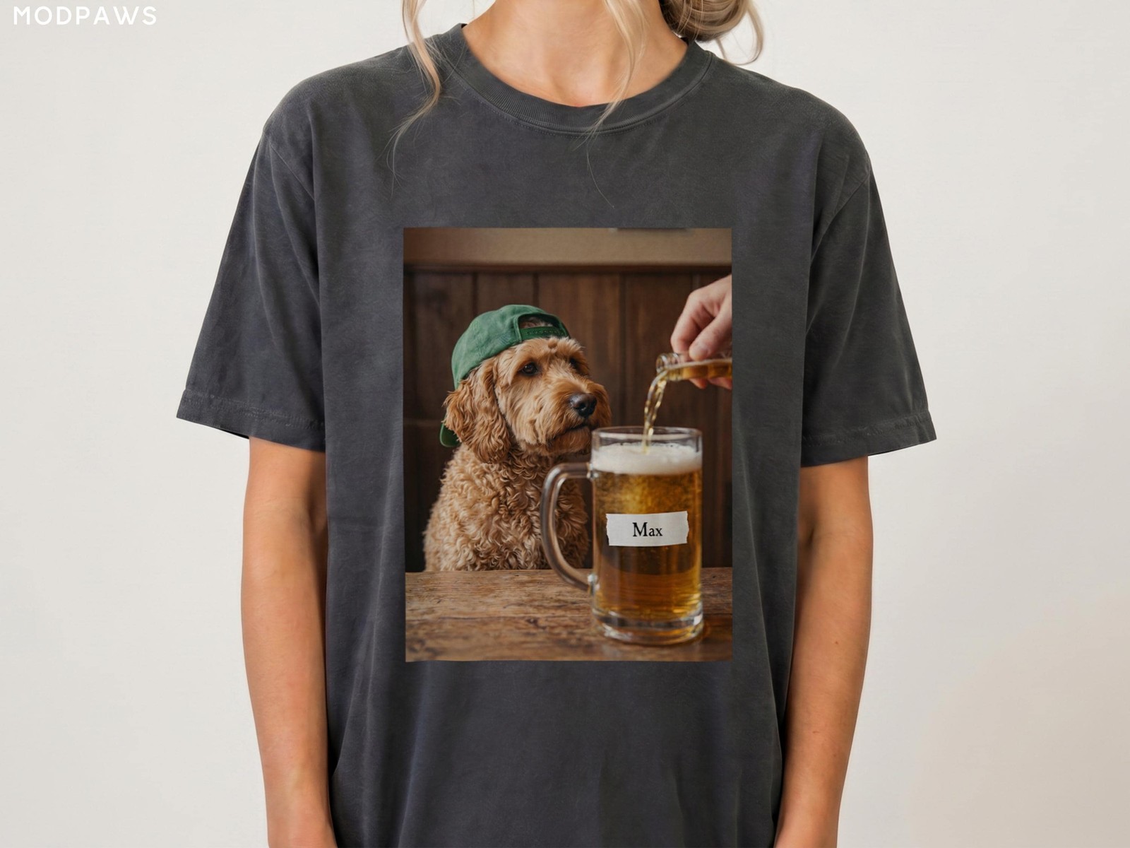 Custom Pet Portrait Beer Shirt, Funny Cat or Dog Graphic Tee Gift