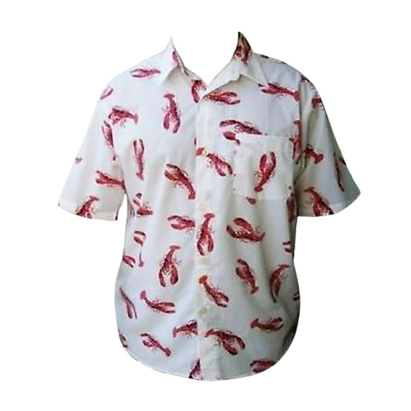 Mens Jerry Seinfeld Cosmo Kramer Lobster Button-Up White Cosplay Shirt Small-2XL