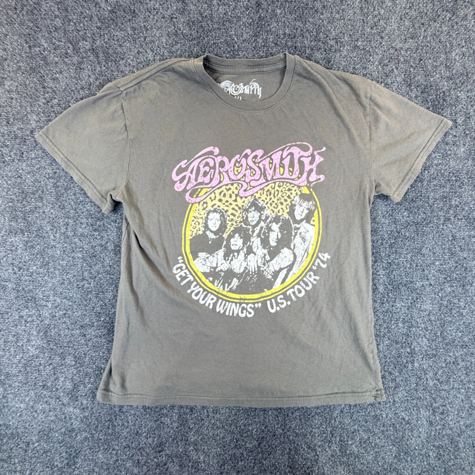 Aerosmith Get Your Wings US Tour ’74 T Shirt Mens XL Gray Graphic Print Cotton