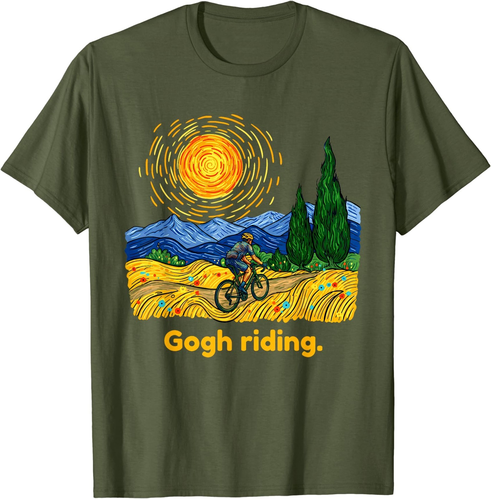 Gogh Riding Funny Cycling Van Gogh Art Bike T-Shirt
