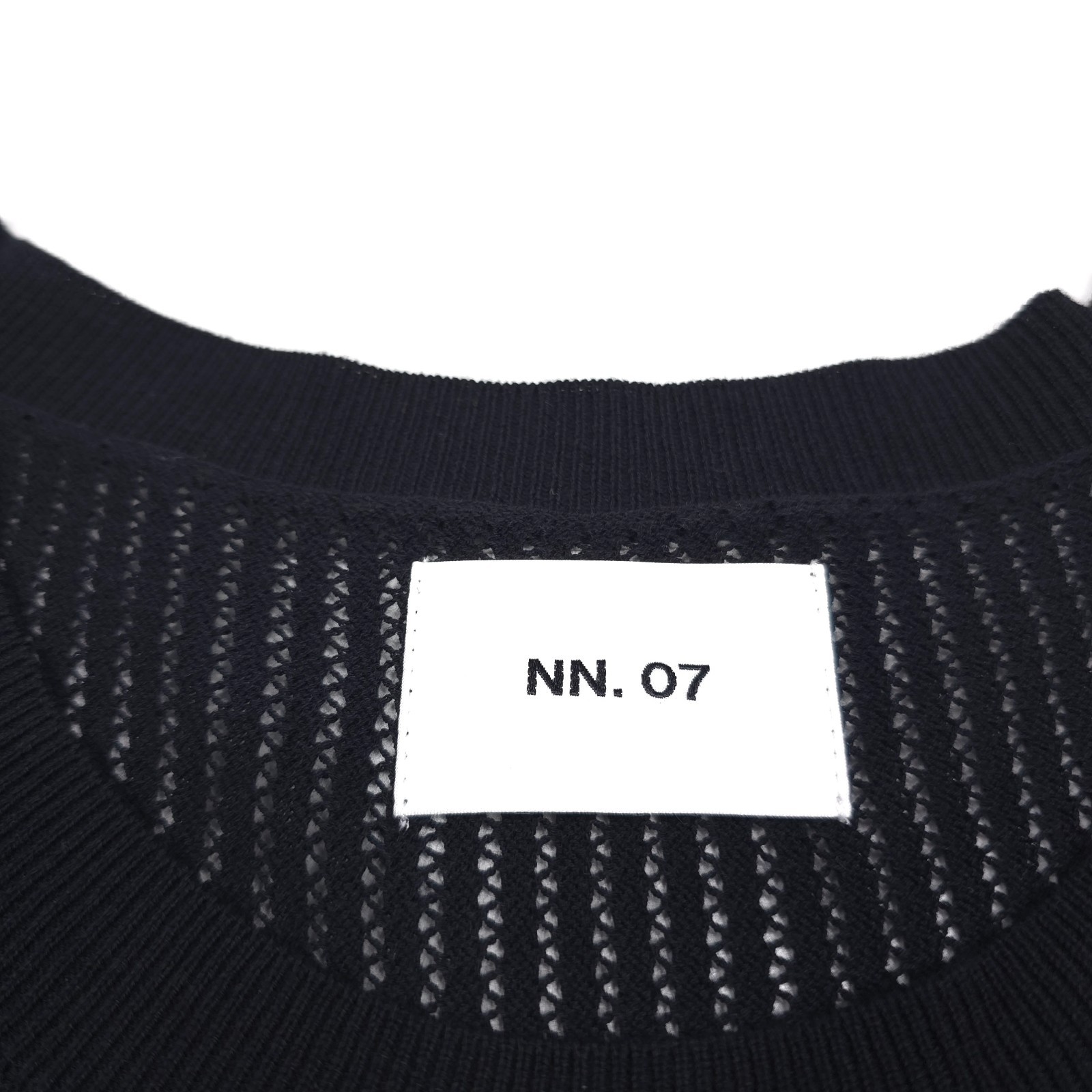 NN07 Huxley Tank Top Mens XL Black Cotton Open Knit Ribbed Collar Cotton
