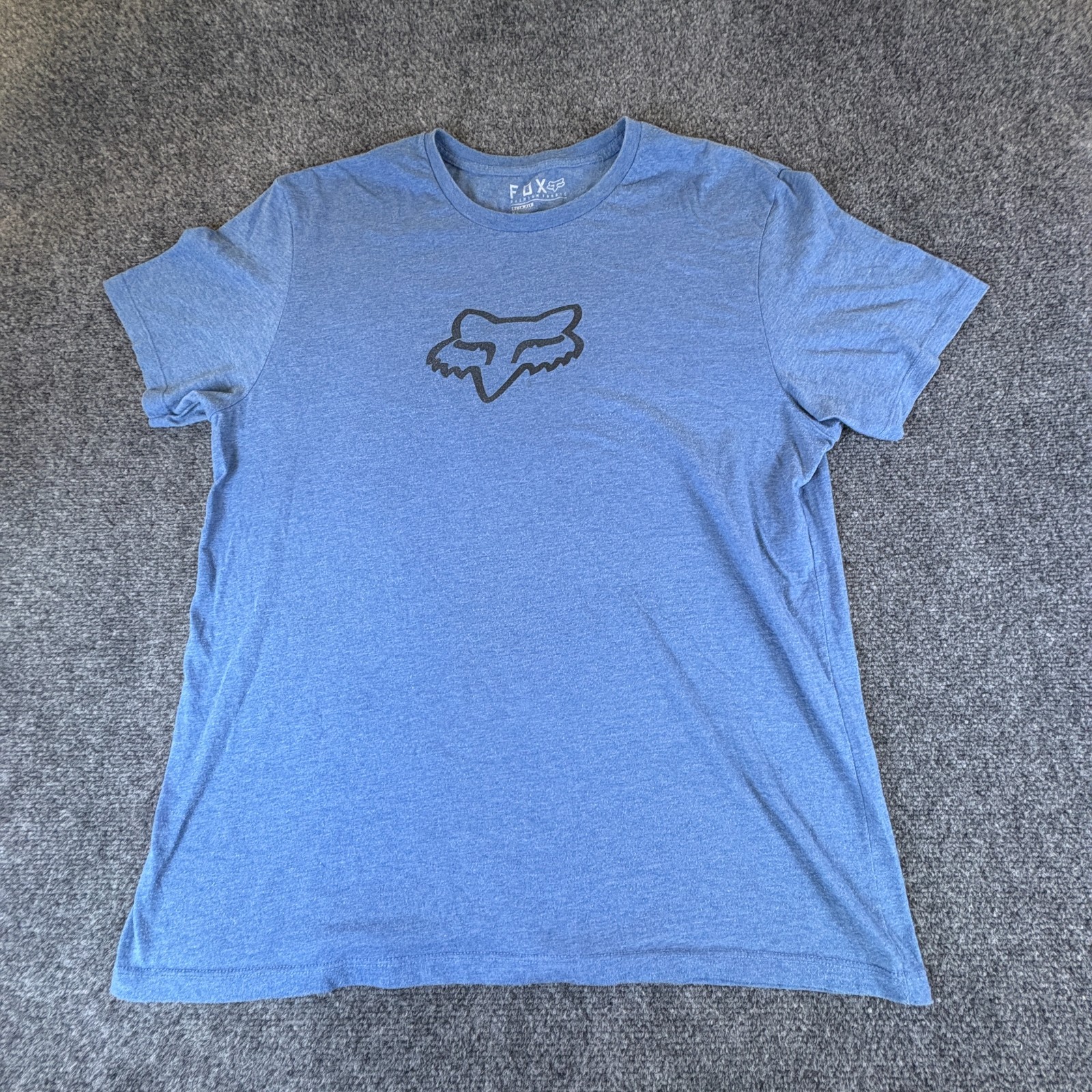 Fox Racing T-Shirt Men XL Heather Blue Logo Cotton Slim Fit Casual Everyday Wear