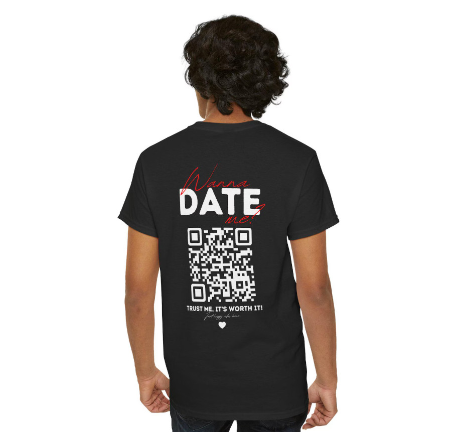 Funny Wanna Date Me QR Code Shirt Personalized Party Drinking Tee