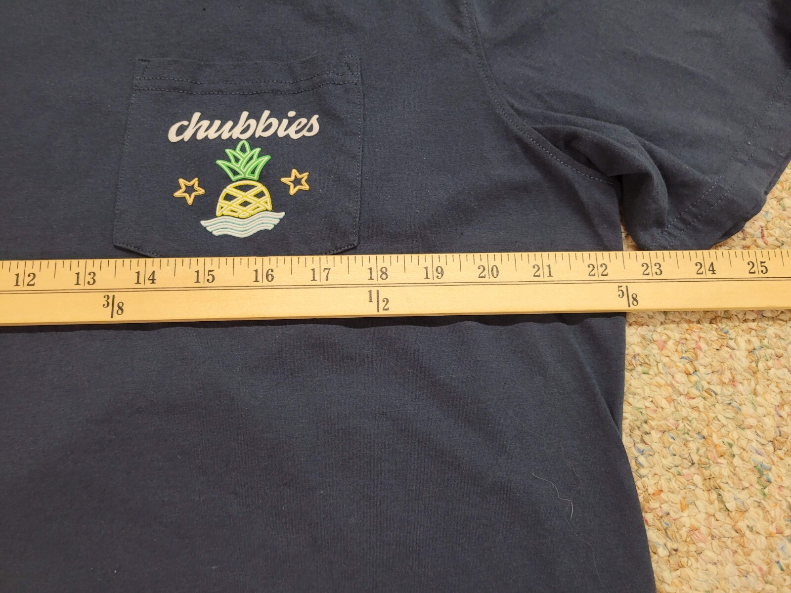 Chubbies Shirt Mens 2XL Blue Pocket Tee Logo Taco Weekend Neon Pineapple Casual