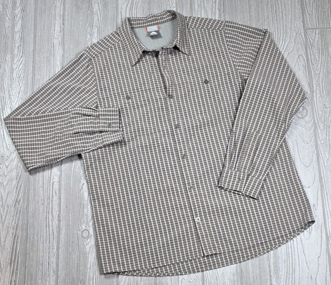 VTG Nike ACG Long Sleeve Shirt L Olive Gray Plaid Button Up Outdoor Gorpcore