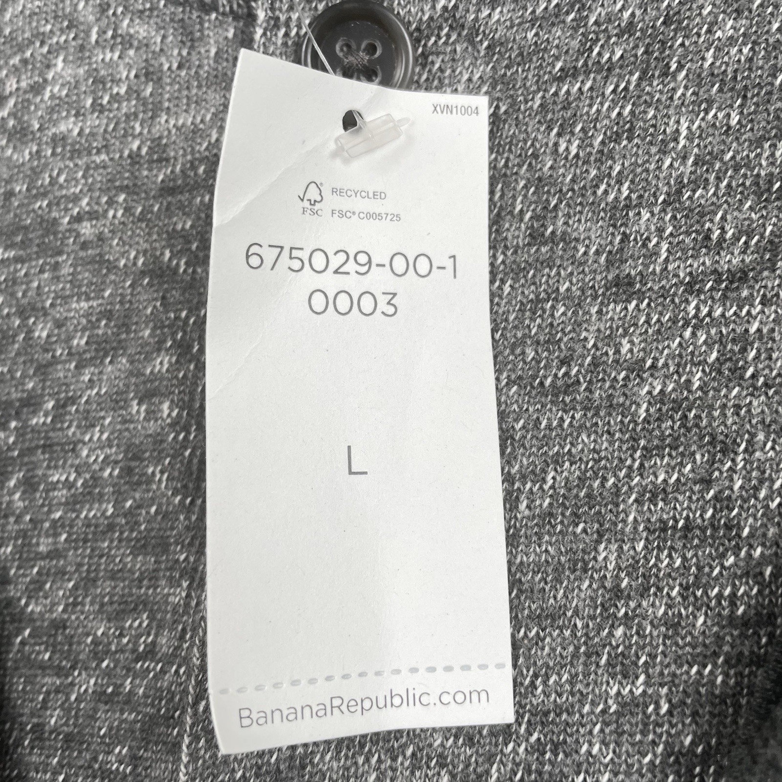 New Banana Republic Henley Shirt Mens Large Heather Gray Long Sleeve Preppy NWT
