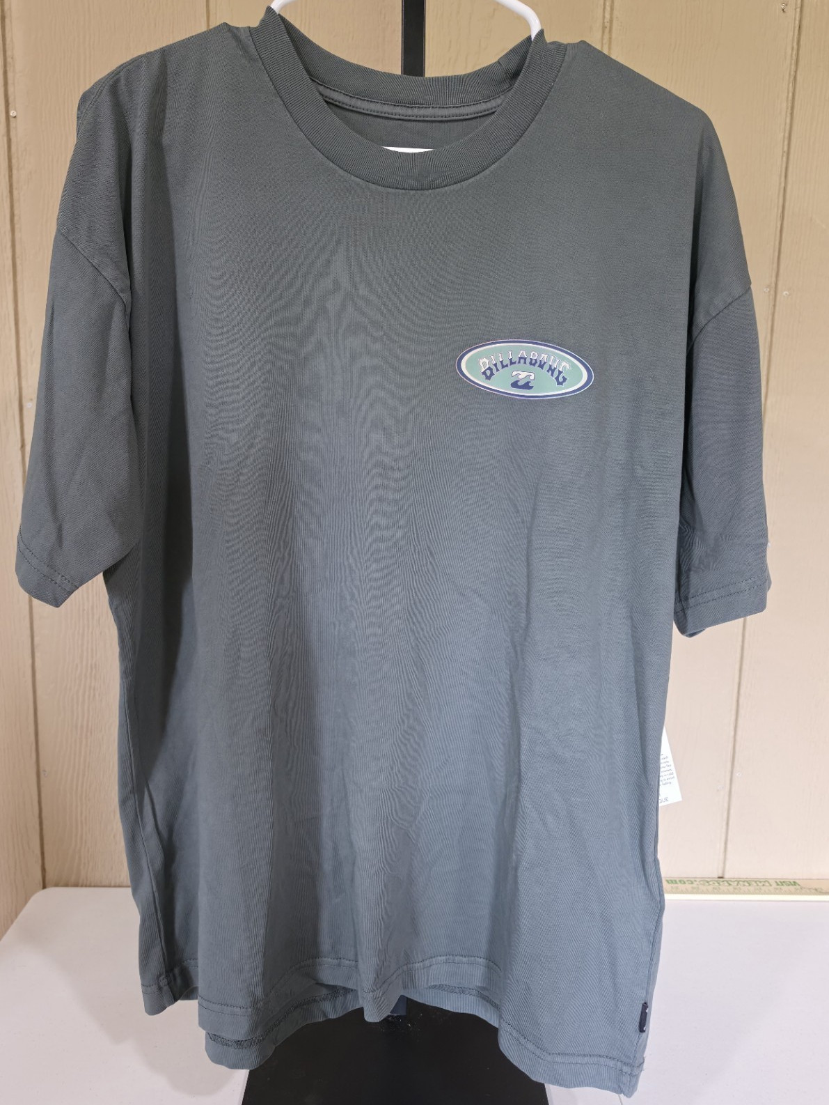 Billabong Men’s Wave Washed OG Graphic Logo Gray Cotton Crew Tee S