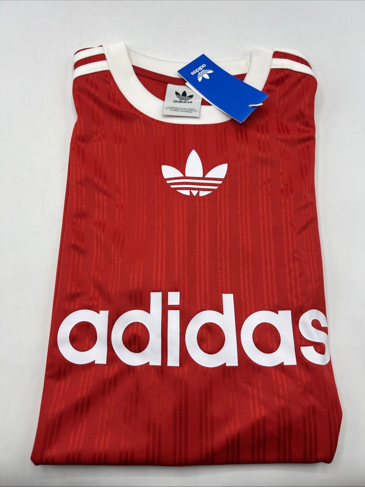 adidas originals Adicolor Poly Tee Men’s Size M Red White Stripes Shirt New