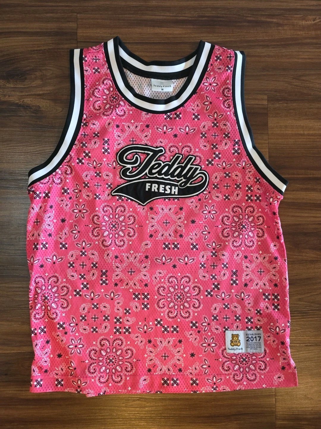 Teddy Fresh Pink Paisley Pattern Basketball Jersey Medium Streetwear