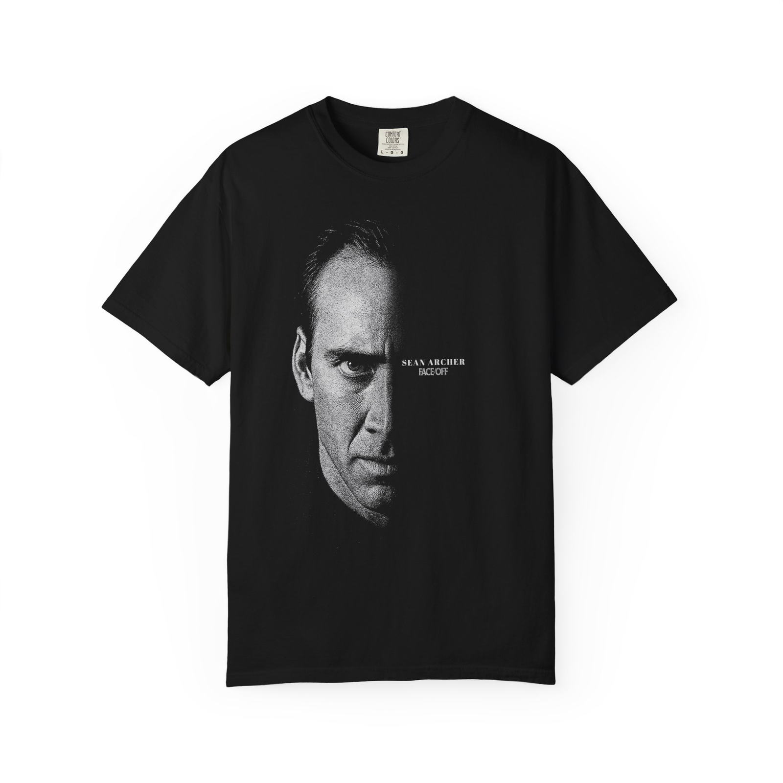 Face/Off Shirt 90s Action Movie Tee Cage Travolta Two-Sided Distressed Gift