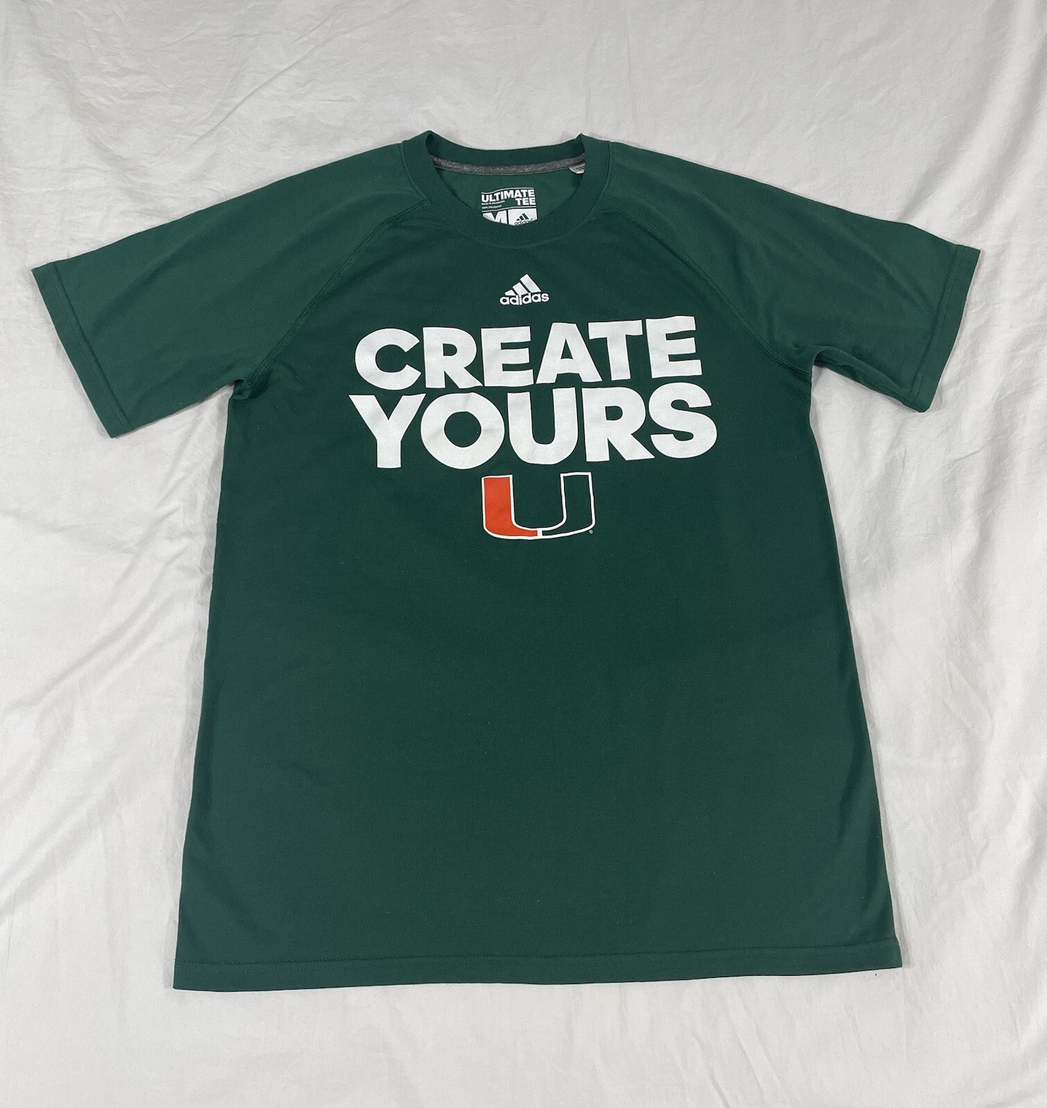 Adidas Climate UM Mens Green Print Short Sleeve Tee Size M