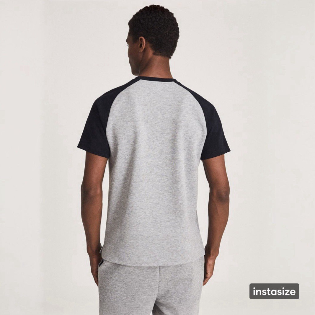 Reiss Mens Small Gray Colorblock Dudley Contrast Raglan Sleeve T-Shirt