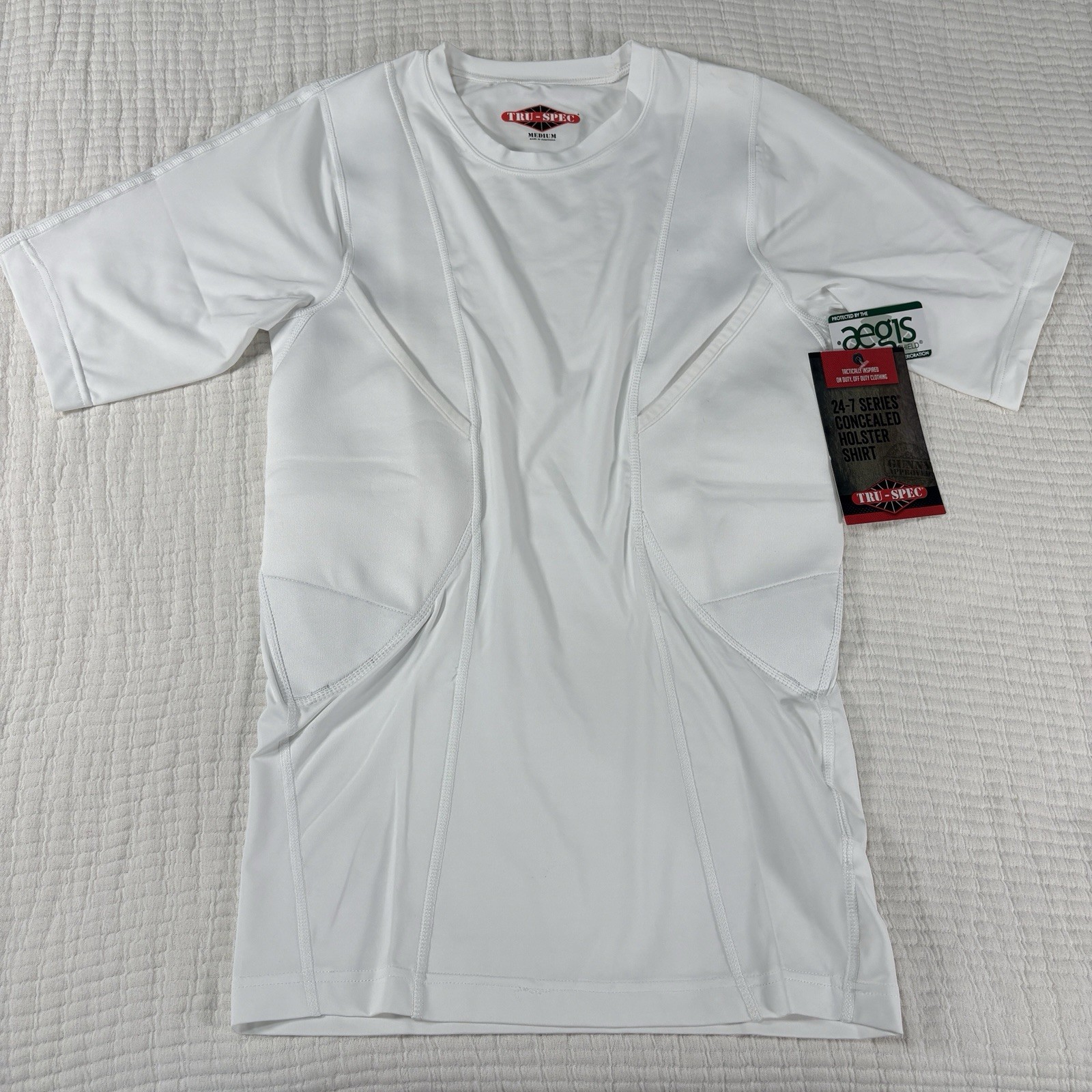 Tru Spec Concealed Holster Carry Shirt Mens Medium White Tactical Compression