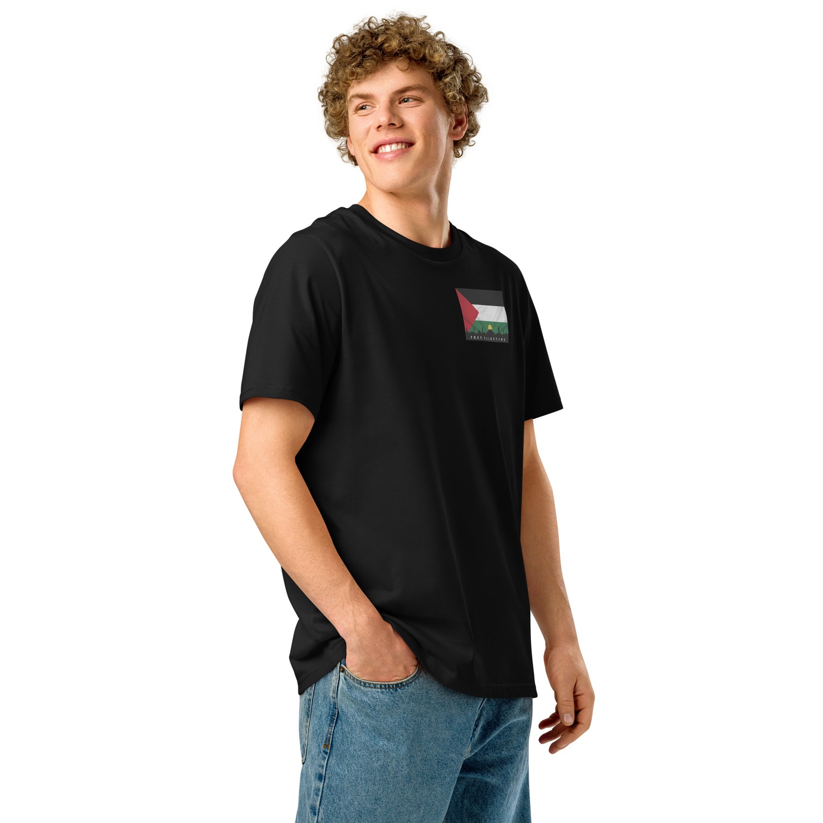Free Palestine Unisex organic ribbed neck t-shirt