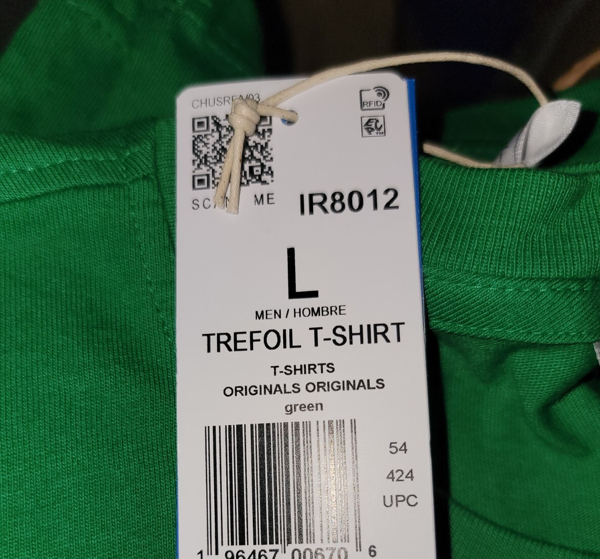 NEW MENS ADIDAS ORIGINALS TREFOIL TEE SHIRT ~SIZE LARGE #IR8012 GREEN