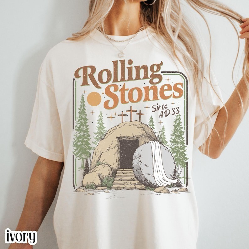 Rolling Christian T-Shirt Easter Clothing Jesus Christ Shirt