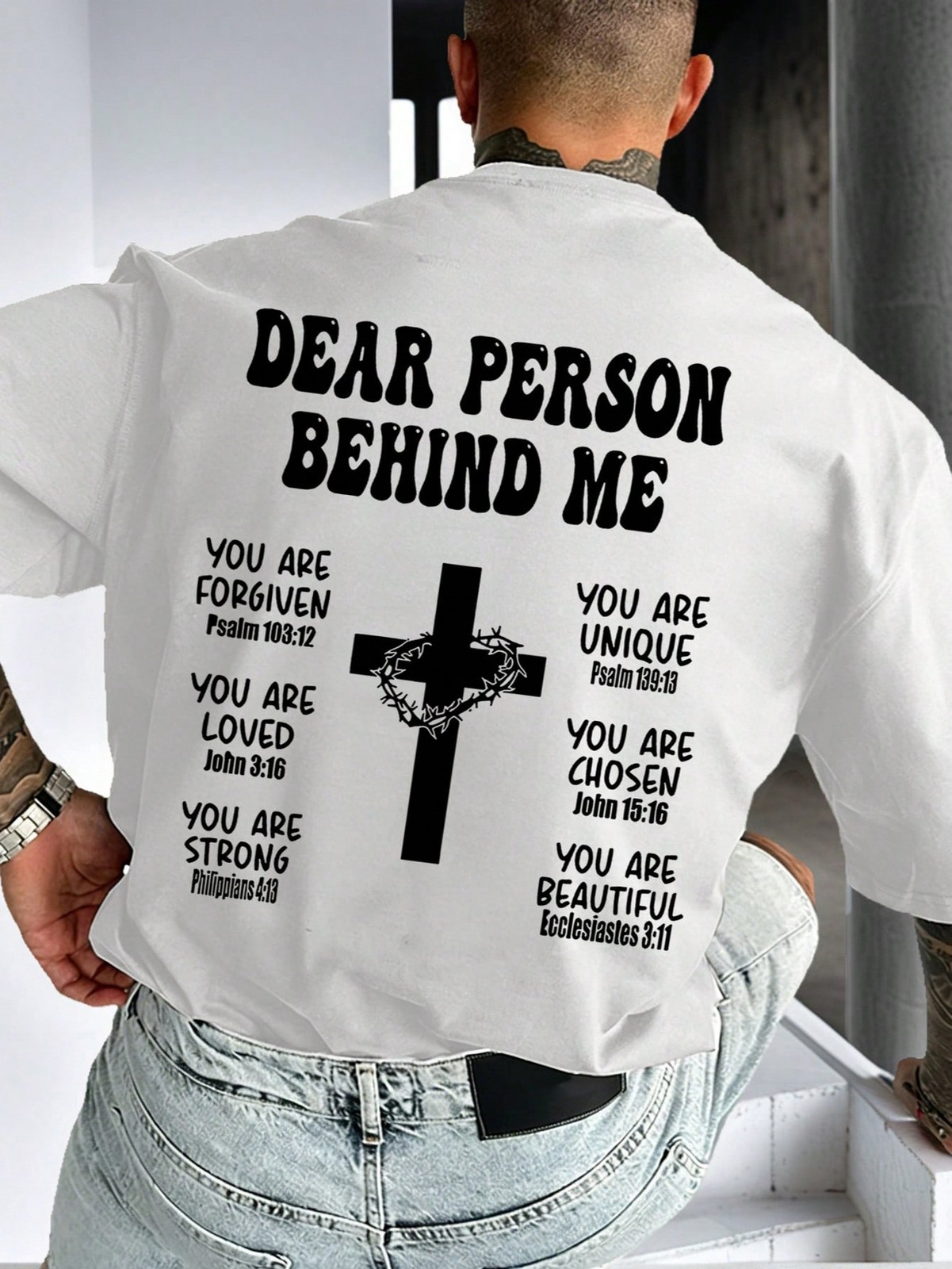 K-GLORY Men’s Casual Versatile English Slogan & Cross Print Short Sleeve T-Shirt