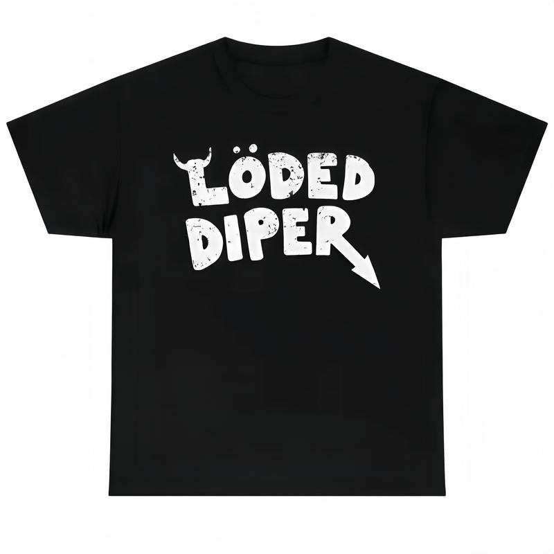 Loded Diaper Unisex Heavy Cotton T-shirt Menswear Top Vintage Distressed
