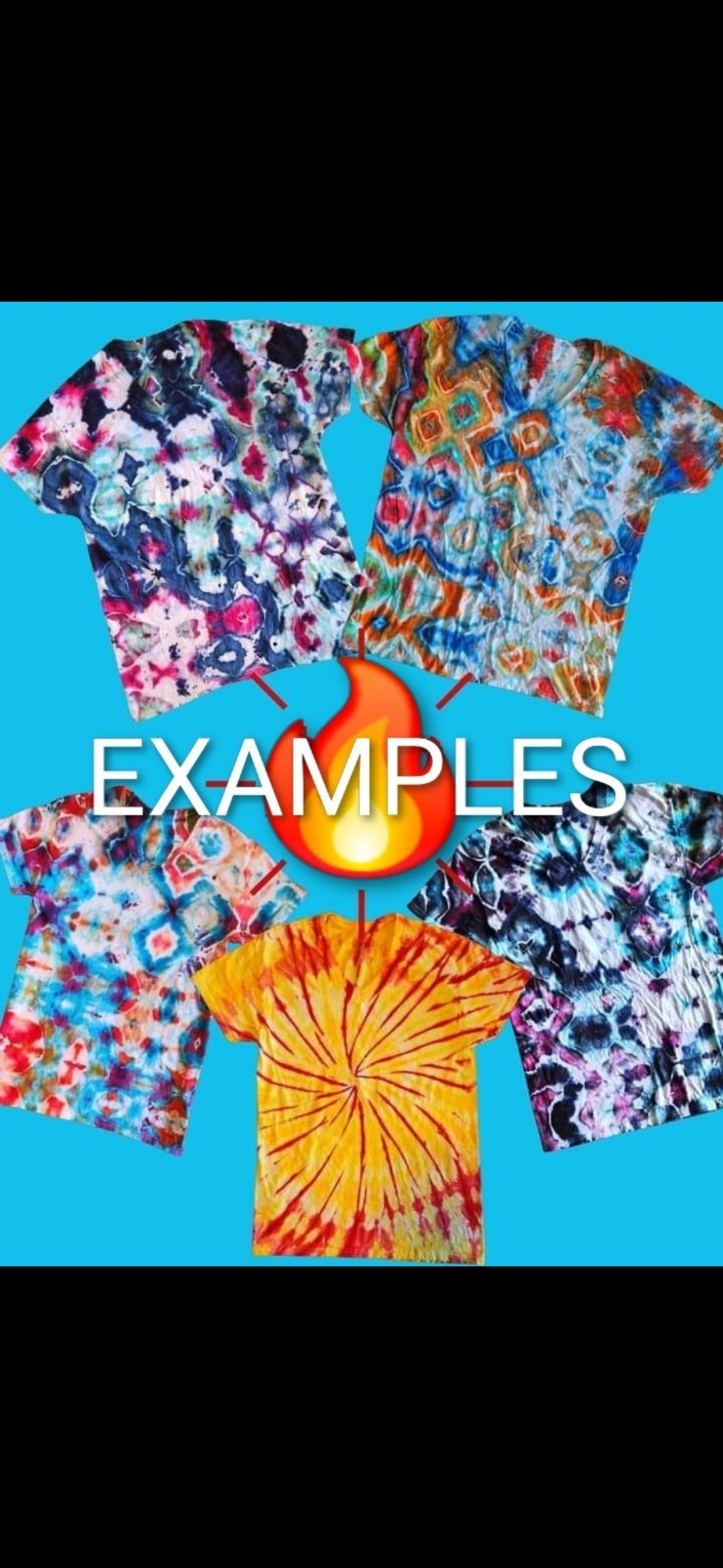 5 3XL Unisex Tie Dye T-Shirts Bundle Handmade Ice Dye Lot, Unique One of a Kind