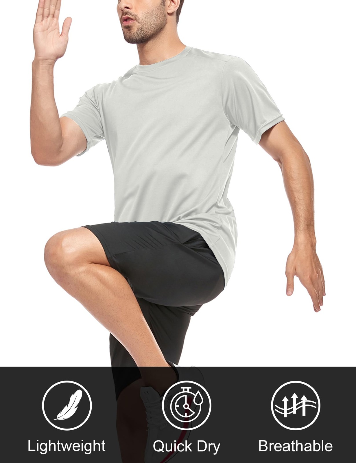 5 Pack Men’s Dry Fit Workout Gym T Shirts, Short Sleeve Active Running Athlet…