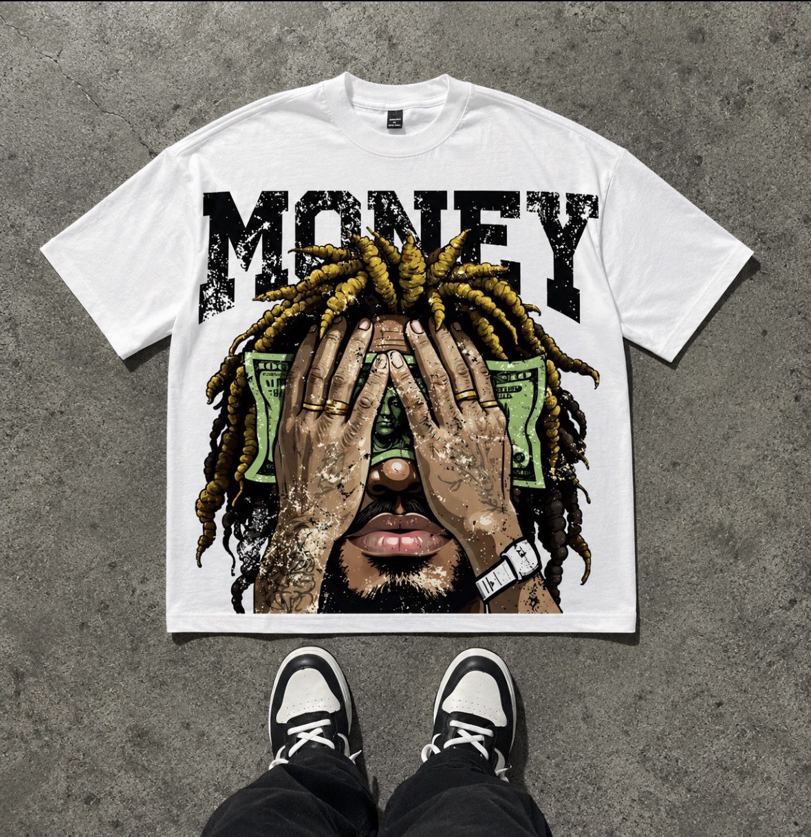 💸 Money Graphic Tee Y2K Streetwear Oversized White T Shirt