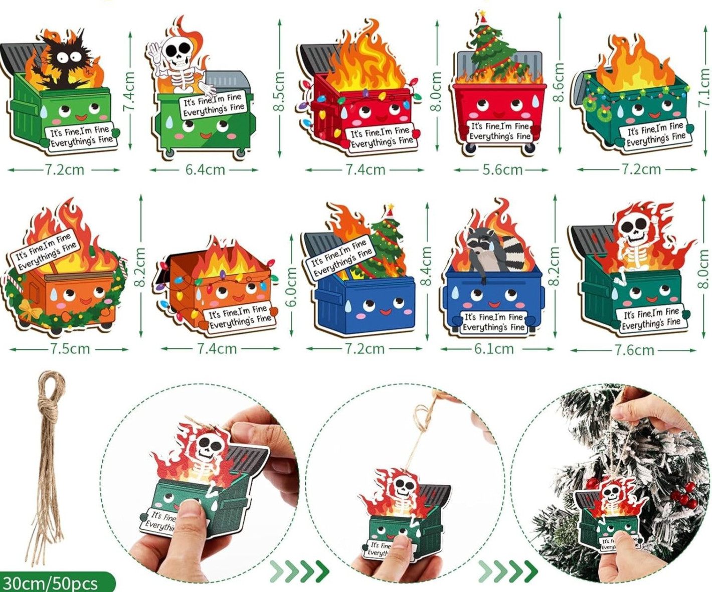 Dumpster Fire Ornaments Christmas EMS Nurse Friend Coworker Friends 50 PCS Gifts