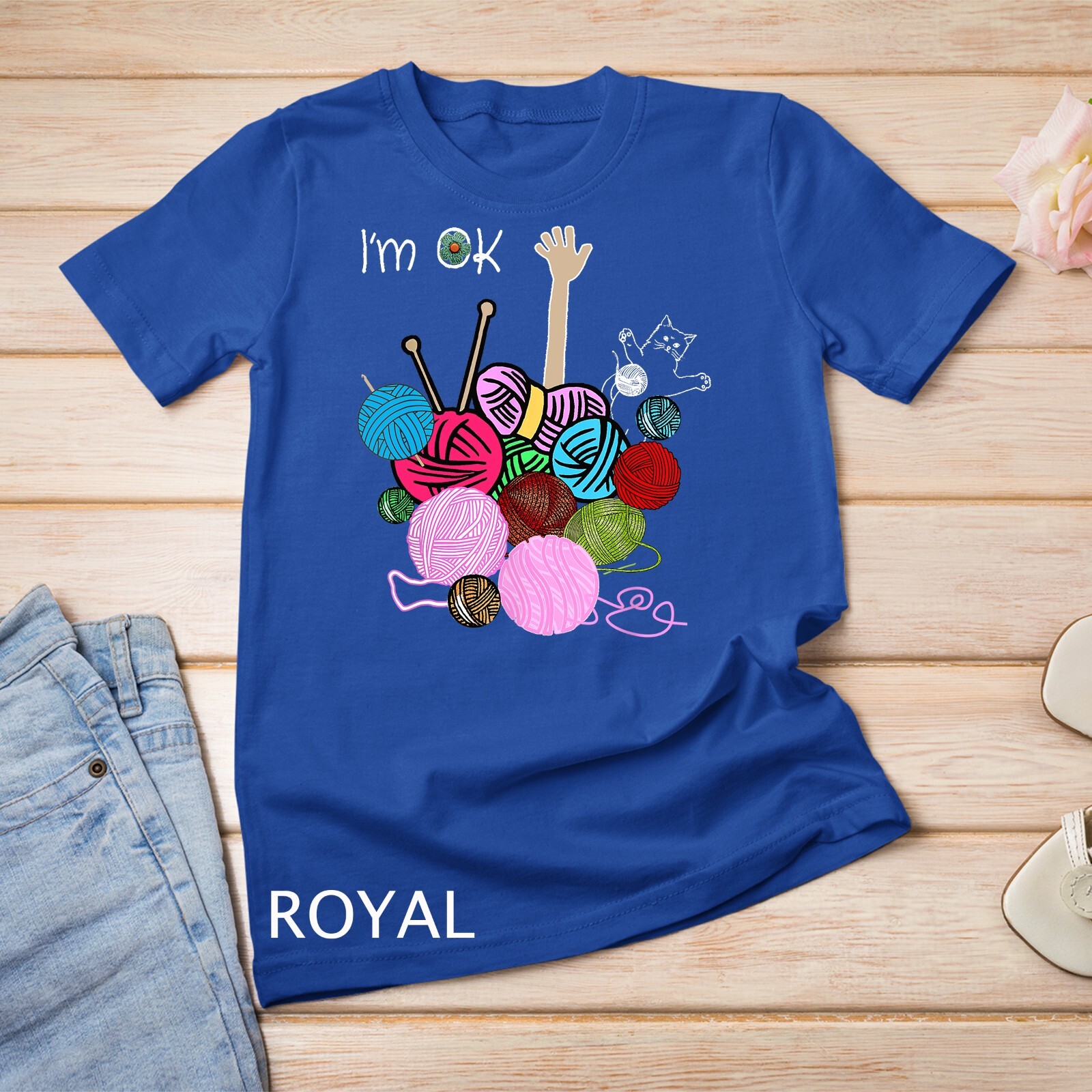 I’m Ok Crochet And Knitting Funny Crocheting T-Shirt Unisex T-shirt
