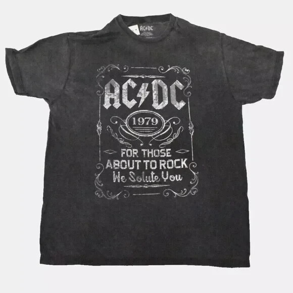 AC/DC Mens AC DC For Those About To Rock We Salute You Soft Black Shirt NWT XL