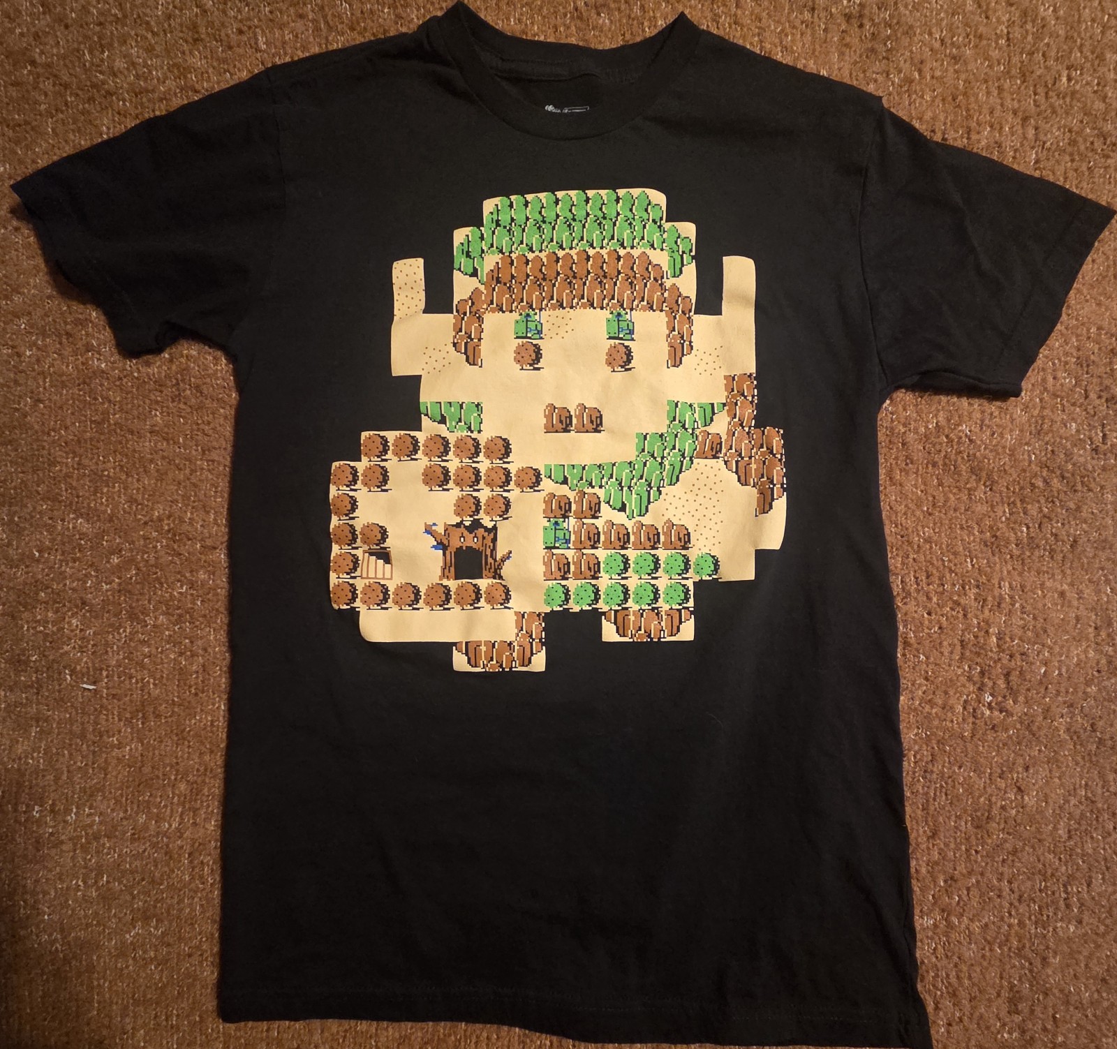 Legend of Zelda Link 8-Bit Map Graphic Tee Black Size S Lootwear Exclusive