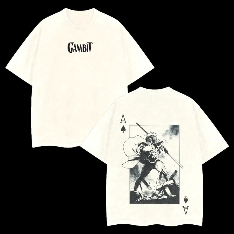 Gambit Comic Graphic T-Shirt Retro Superhero Streetwear Fan Tee