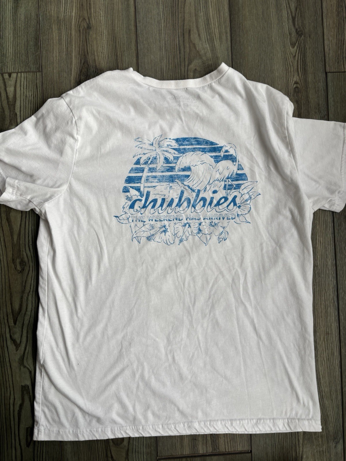 Chubbies Men’s The Weekend Has Arrived White Graphic T Shirt Short Sleeve Size L