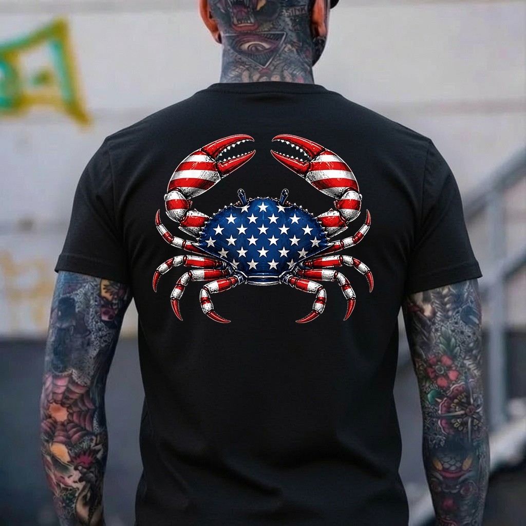 American Flag Crab Patriotic 4th of July Seafood T-Shirt