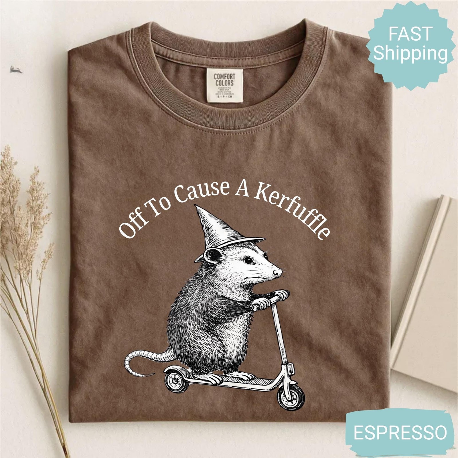 Comfort Colors Off To Cause A Kerfuffle Shirt Funny Opossum Scooter T-Shirt