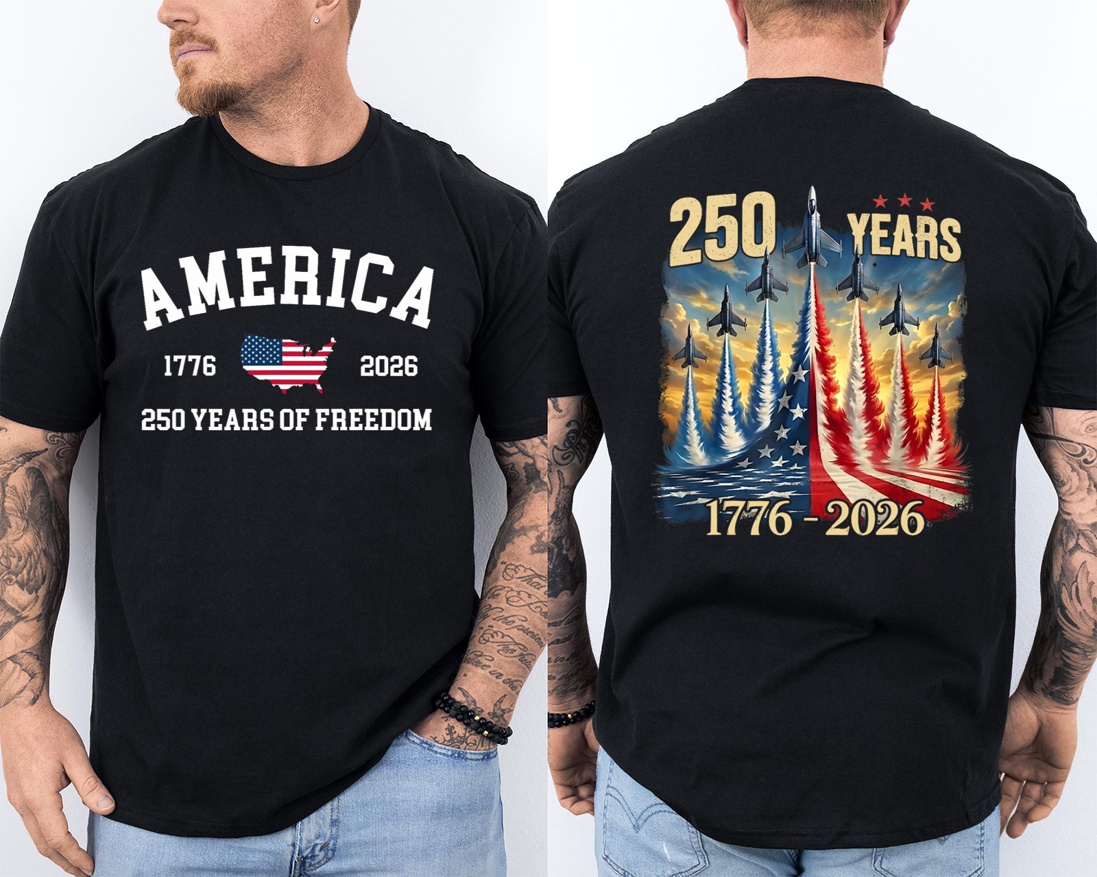 250 Years America Anniversary Fighter Jets 250th Birthday We The People 2 Sided