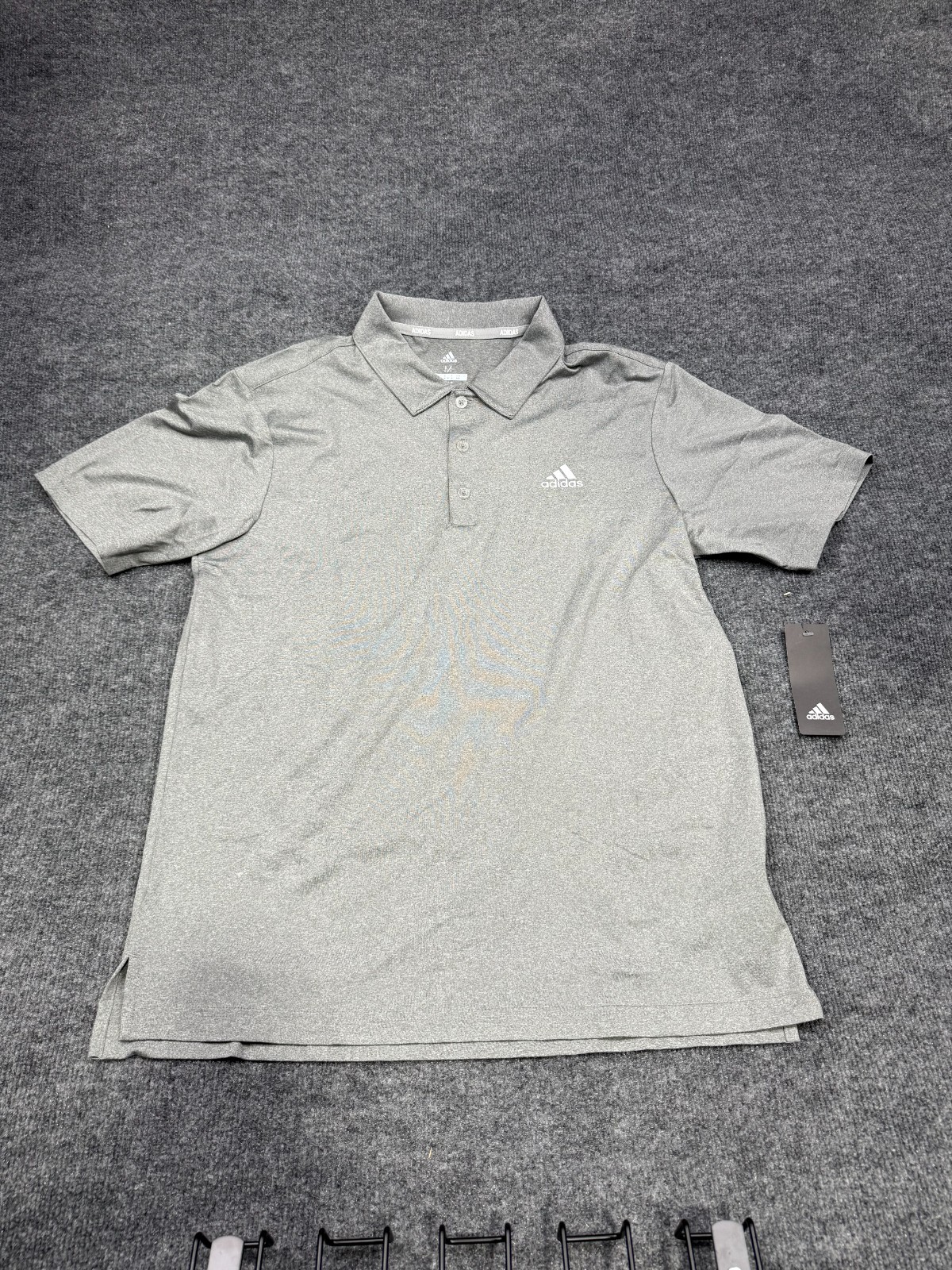 Adidas Pique Heather Golf Moisture Wicking Polo UPF 50 Grey Men’s Shirt