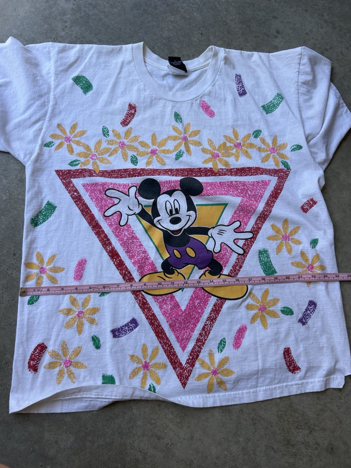 Vintage 90s Flower Mickey Mouse Disney T- Shirt Size L Or XL