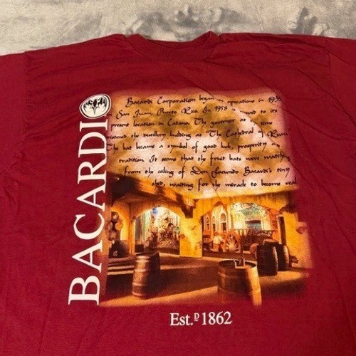 Vintage Bacardi Rum Puerto Rico Graphic T-Shirt Mens XXL Red Dynasty Cotton