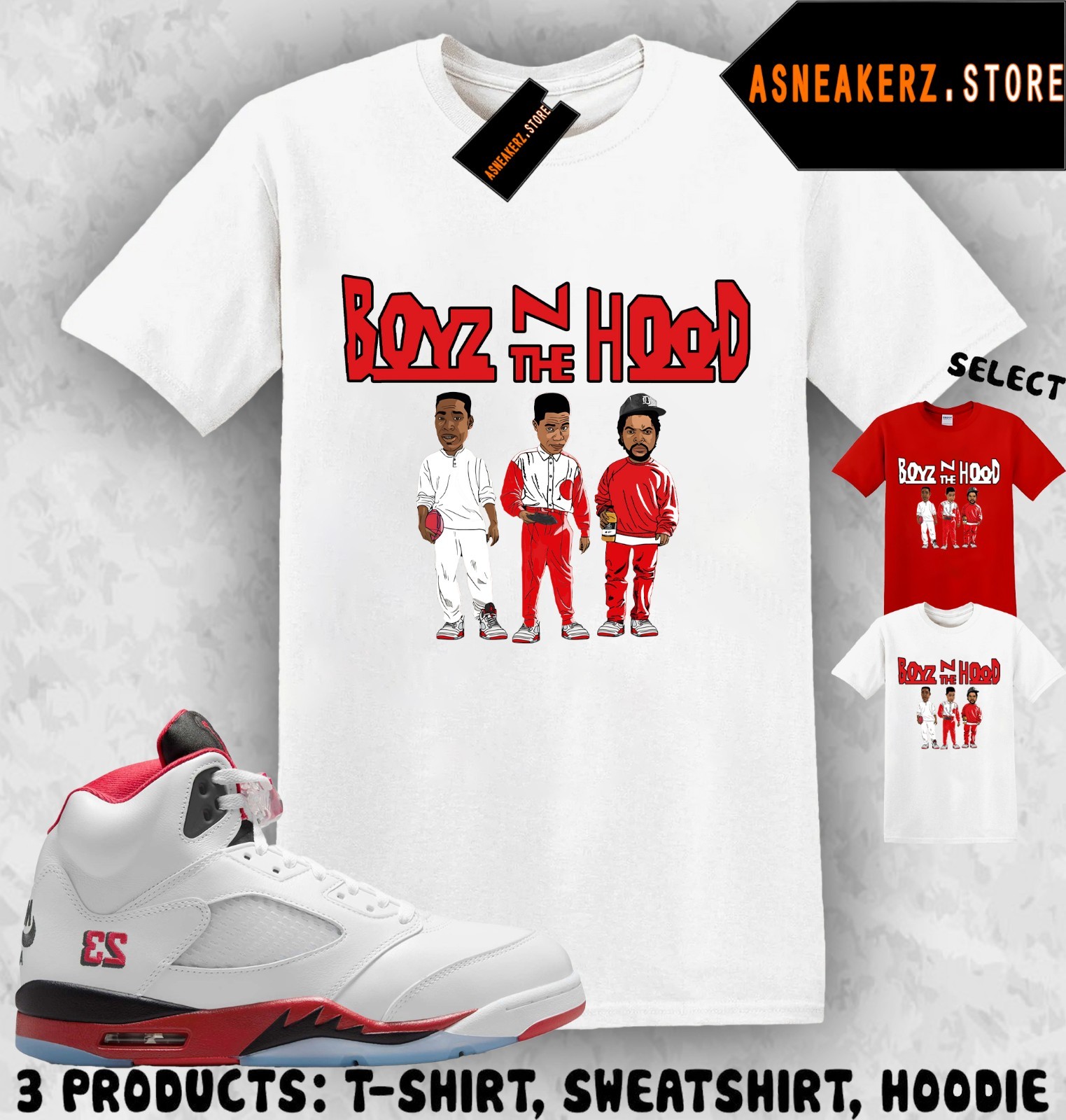 Tee Shirt Matching 5 OG Fire Red 2025 To Match Sneaker Sneakerhead Boyz T-Shirt