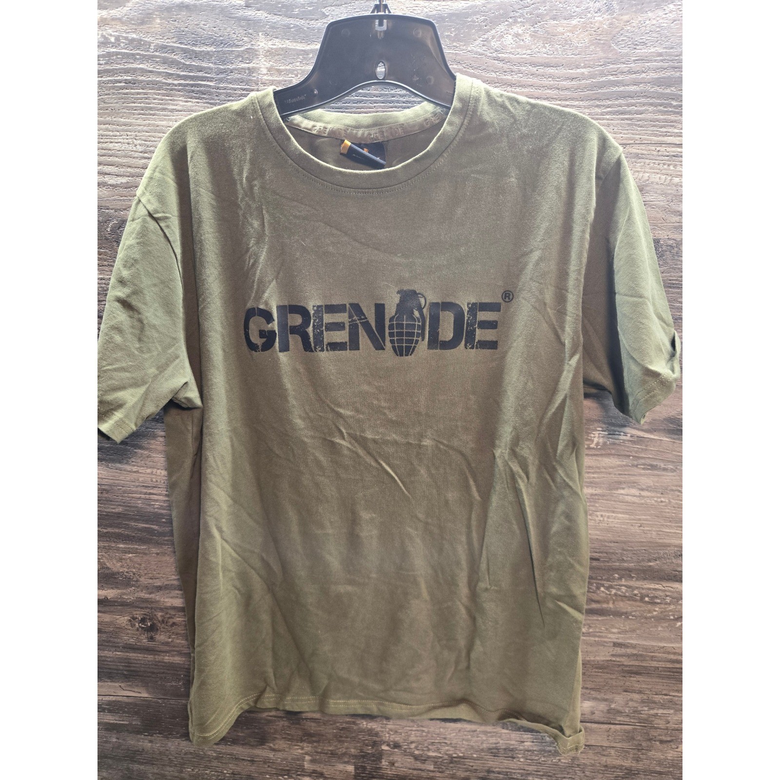 Grenade Wear Mens XL Graphic T-Shirt Olive Green Distressed Logo Skate Tee