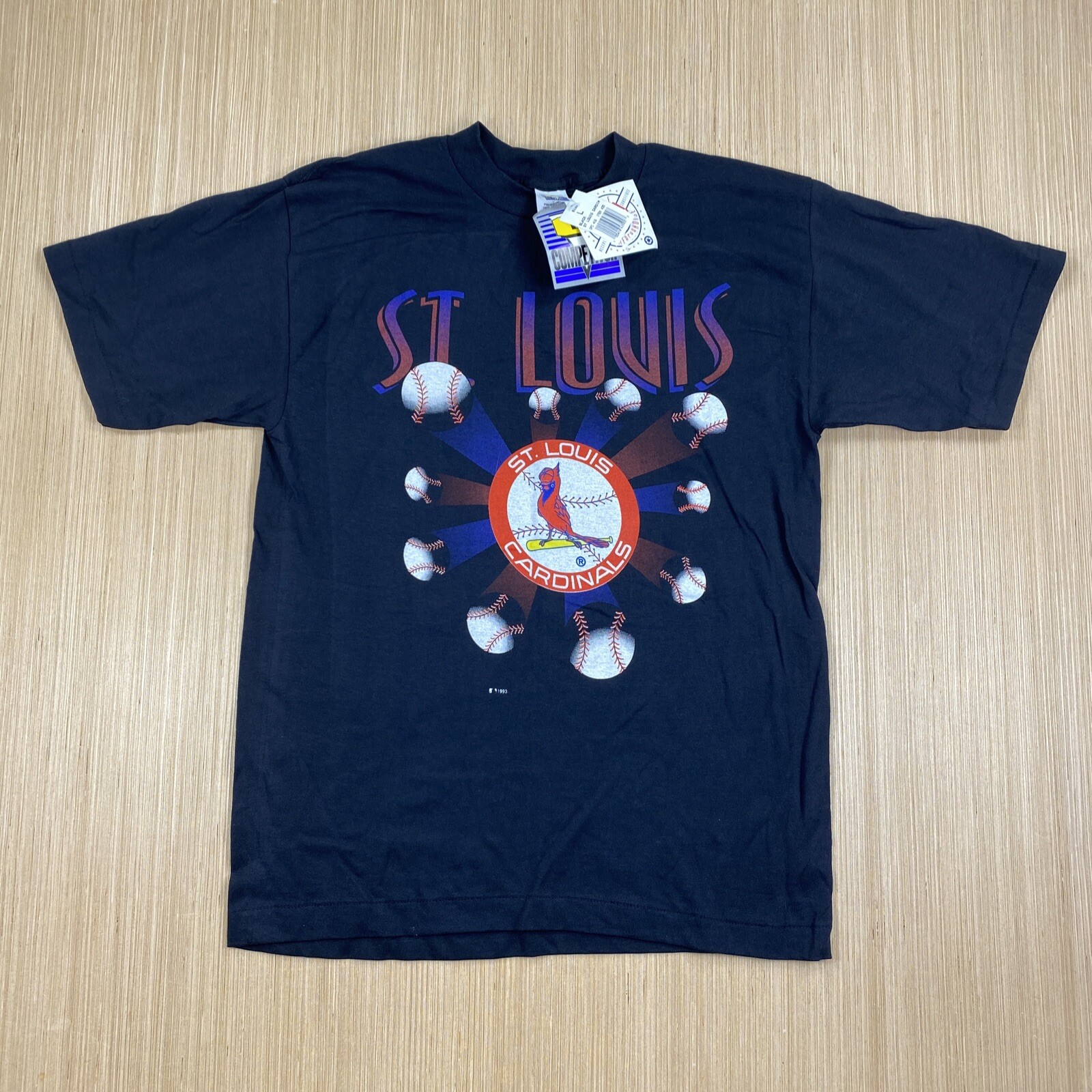 Vintage Competitor Shirt Mens Large Black St Louis Cardinals Graphic Tee 1993